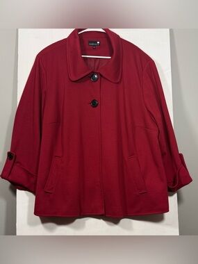 Women's Red Button-Front Pea Coat by Danielle
